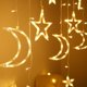 thumbnail image 2 of Guirnalda de luces LED para cortina de 138 luces, decoración de estrellas para Ramadán, bodas, fiestas, decoración navideña con luna y estrellas (blanco cálido), 2 of 8