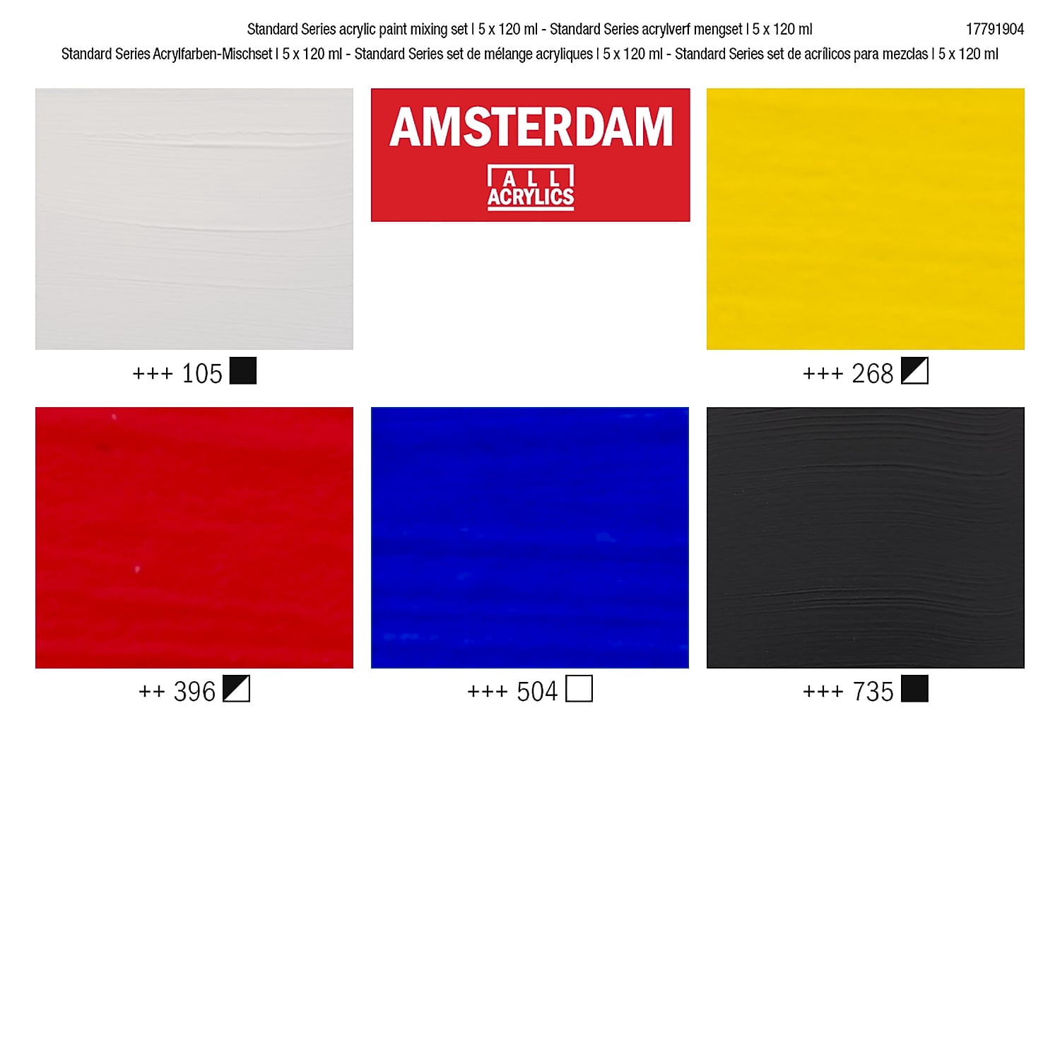 Amsterdam Mixing Acrylic Paint Assorted Colors 5/Pack (AMS17791904)