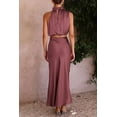thumbnail image 5 of PRETTYGARDEN Women's 2 Piece Satin Outfits Summer Sleeveless Mock Neck Crop Tops and Long Skirt Dress Sets, 5 of 7
