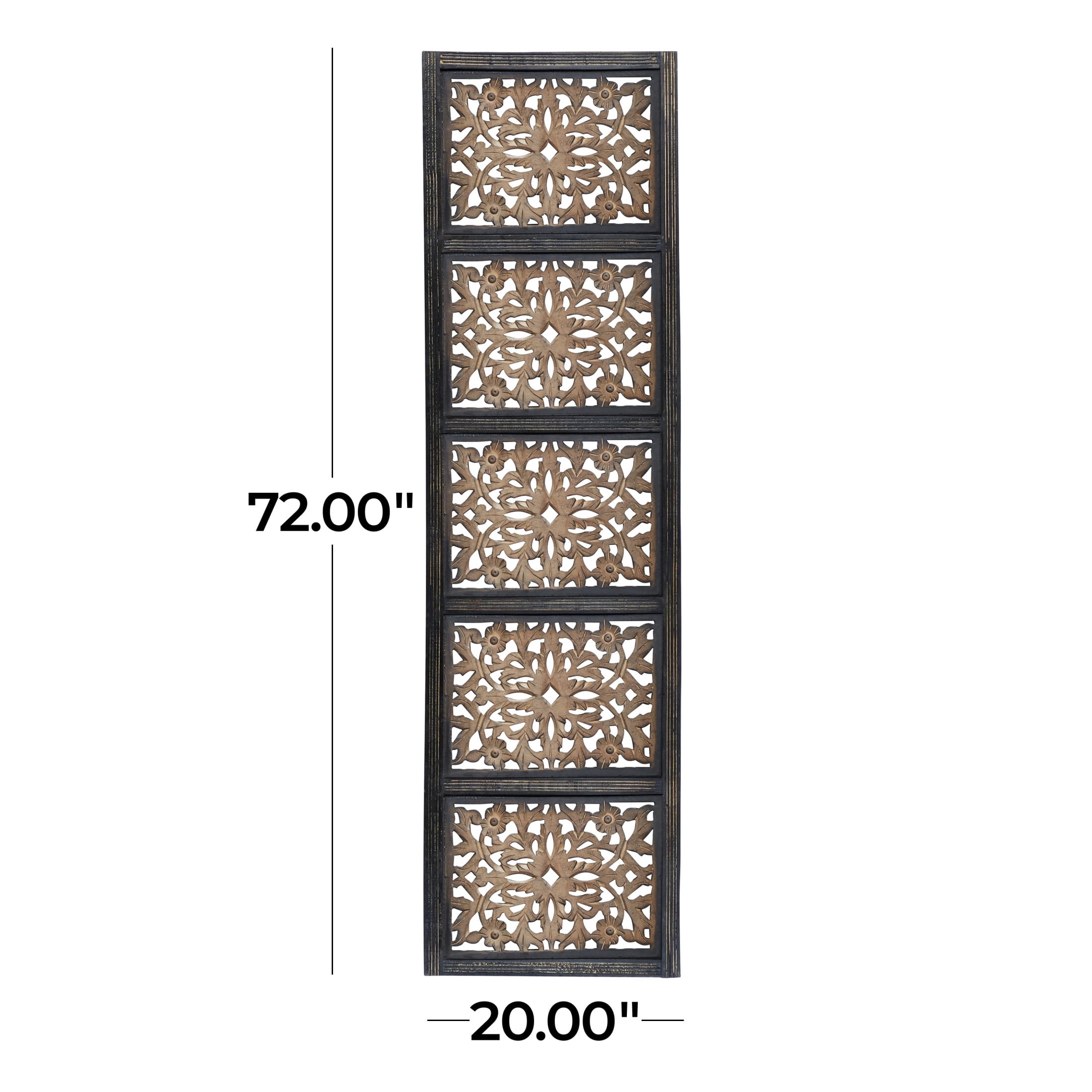 DecMode Brown Wooden Handmade Intricately Carved Floral Wall Decor