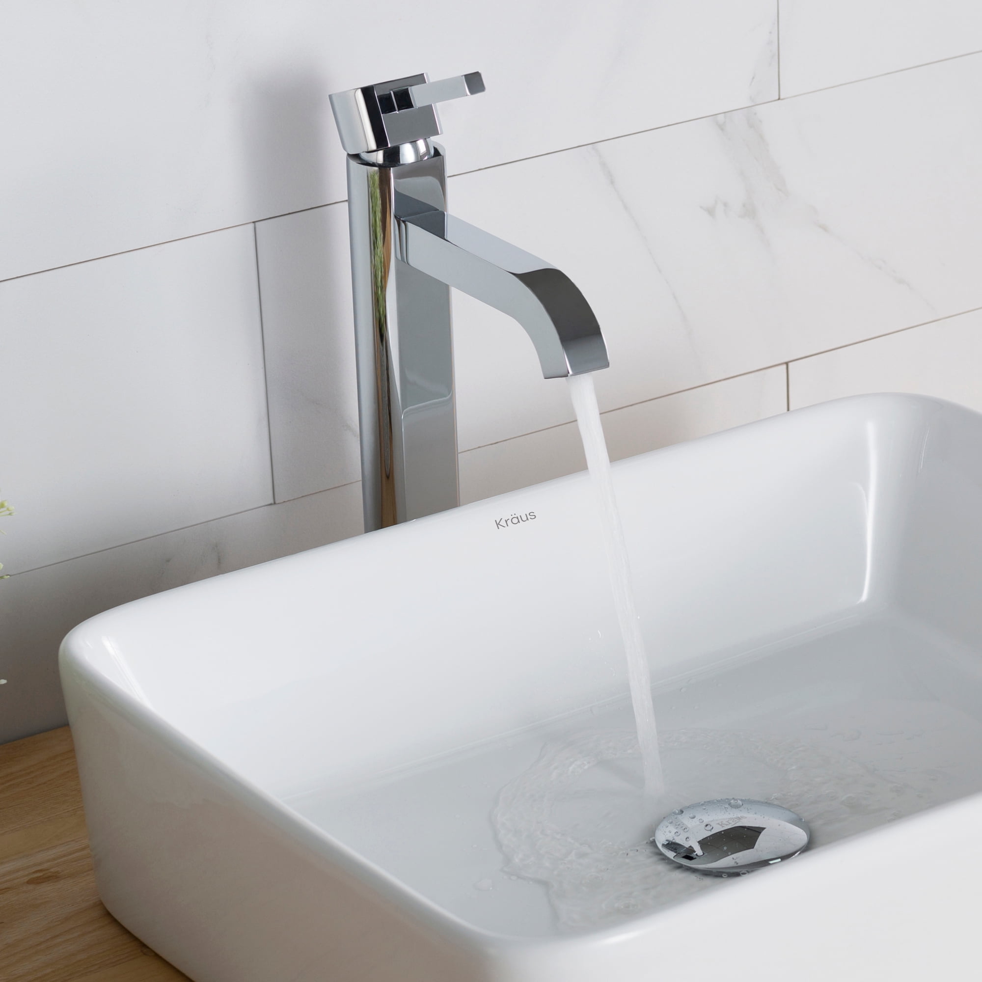 KRAUS Ramus Tall Vessel Bathroom Faucet, Chrome Finish