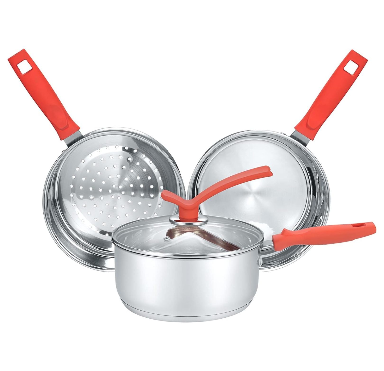 LouZub 3 Quart Premium Double Boiler - Stainless Steel Multi Pot Steamer Cookware 2 Tiers (Induction Compatible)