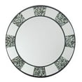 thumbnail image 1 of Benzara BM229405 32 in. Beveled Round Wall Mirror with Pebble Inlay, Silver, 1 of 5