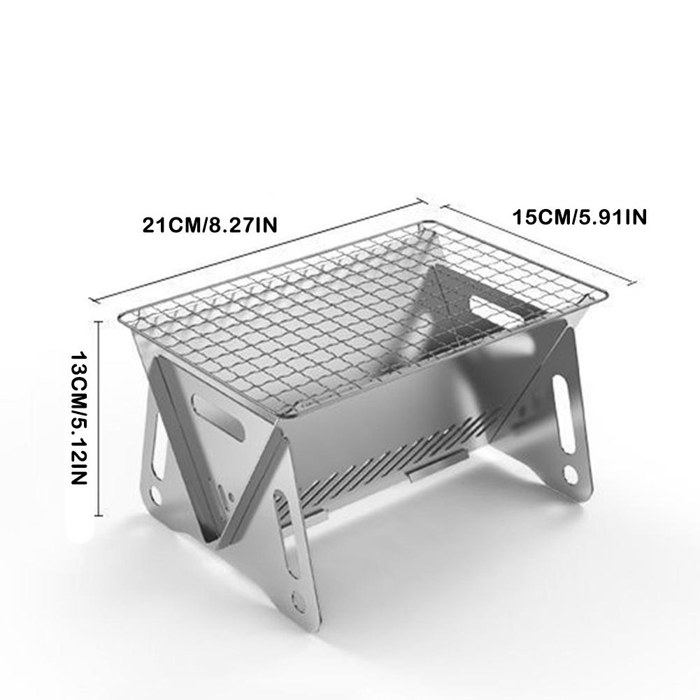 Stainless Steel Grill BBQ Charcoal Stove Outdoor Picnic Portable Folding Sxp R4O0