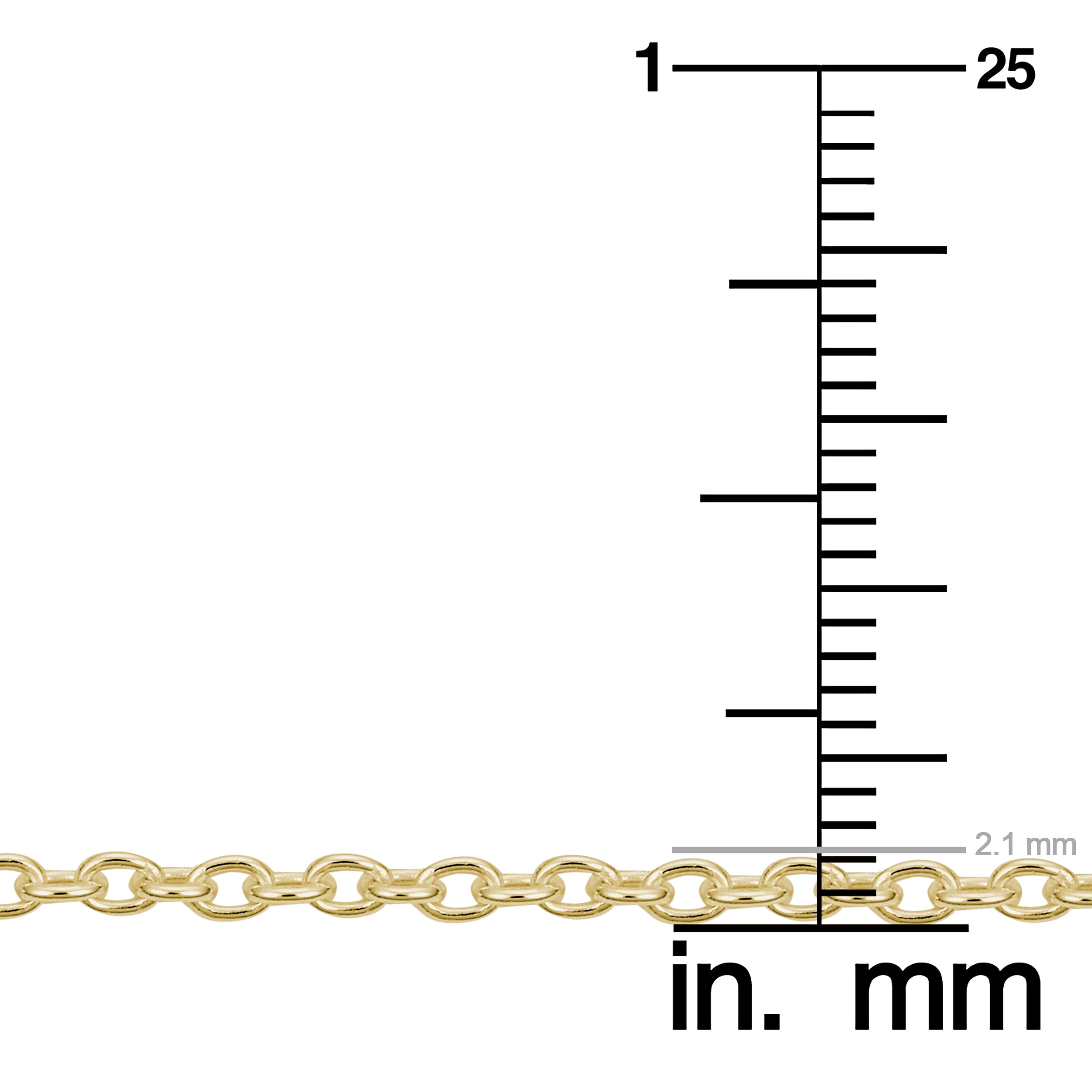 KoolJewelry Yellow Gold Over Sterling Silver Cable Chain Necklace (2.1 mm, 18 inch)