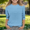 thumbnail image 2 of Asxite Girls Tops Print 3 Quarter Sleeve Round Neck Casual Blouse Top for 3-12 Y, 2 of 5