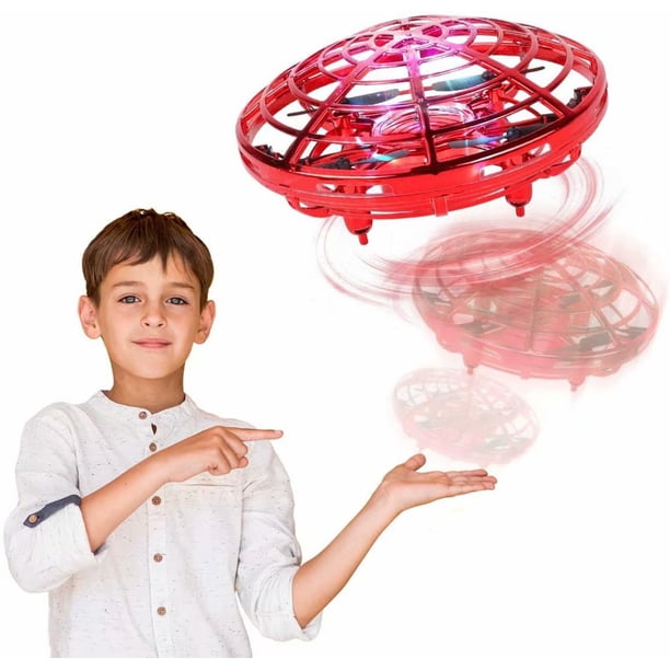 Drones operados a mano para niños o adultos, mini dron en helicóptero, fácil regalo de juguetes voladores en interiores para 4, 5, 6, 7, 8, 9, 10, 11, niños y niñas de año, rojo Sincero electrónico