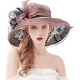 thumbnail image 5 of Women's Derby Church Hat Bridal Tea Party Wedding Party Sun Hat with Detachable Hat Flower as Fascinators, 5 of 6
