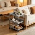 thumbnail image 4 of Storage Rolling Cart, 3 Tier Laundry Room Organization Utility Cart Bathroom Organizer Mobile Shelving Unit Shelves Multi-Functional Trolley, Gray, 4 of 6