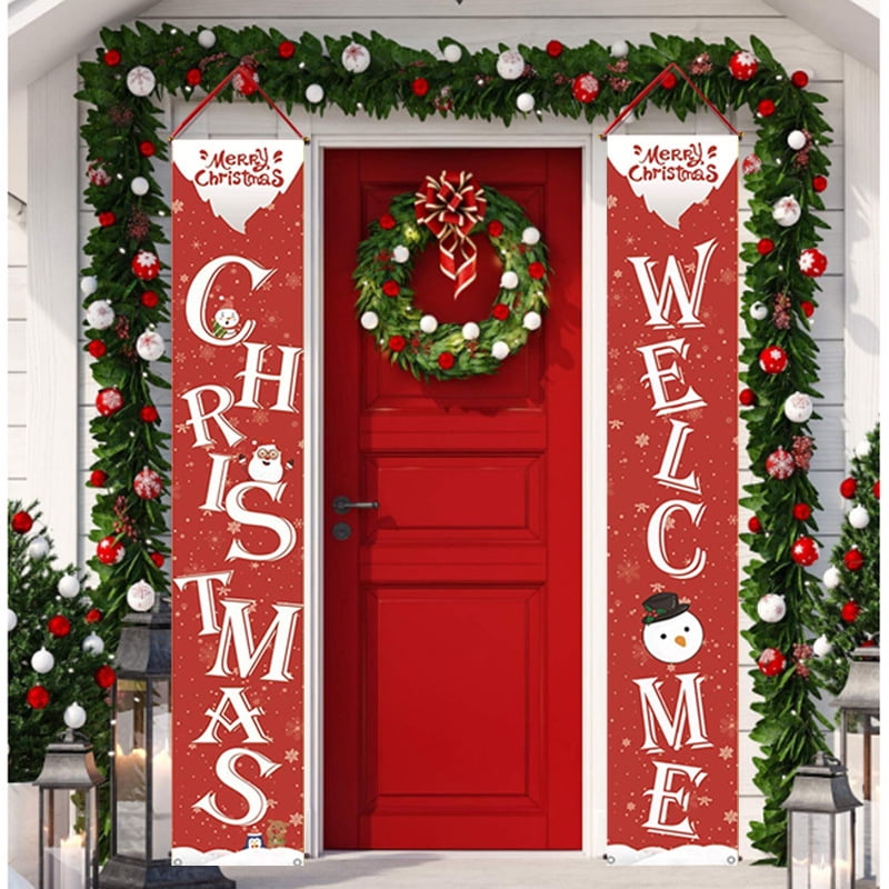 Doingart Merry Christmas Decorations Banners, 12x72 Inch Christmas Door