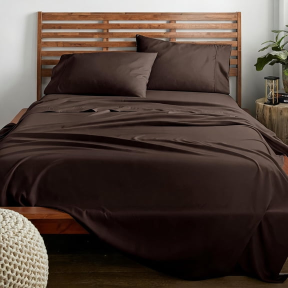 King Sheet Set Ultra-Soft Microfiber 15-Inch Deep Pocket Wrinkle Free Fade Resistant Chocolate Brown