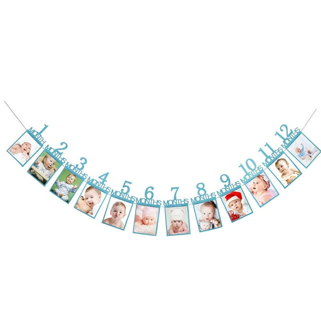 1st Birthday Paper Garland Baby Photograph Frame Banner 1-12 Month Photo Prop Party Decoration