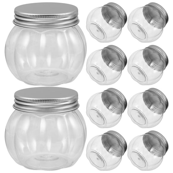 10 botellas de plástico transparente con forma de calabaza, con tapa, de 150 ml. Envases para bebidas de Halloween, ideales para té con leche, zumos y batidos.