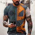 thumbnail image 2 of Men's Halloween Pumpkin Stitch Graphic T-Shirt Crew Neck Short Sleeve Casual Streetwear Top, 2 of 6