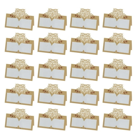 

50pcs Love Hollowed Out Name Seat Delicate Vintage Paper Place Creative Table Name Seat for Wedding Party (Beige Golden