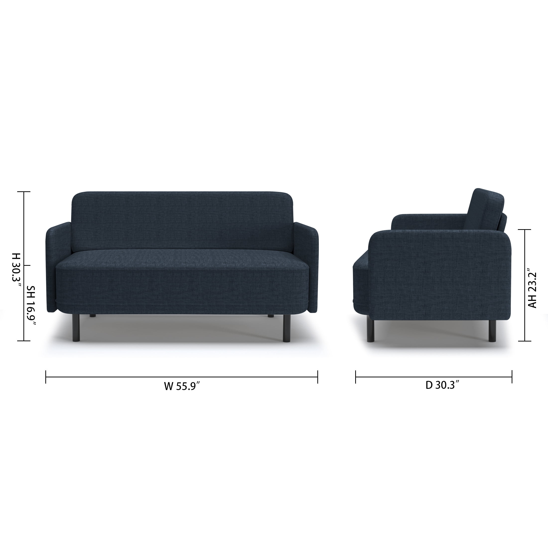 Artdeco Home Metro Loveseat - Modern Living Room Loveseat Sofa, Two-Seater Settee, Upholstered Corduroy Fabric Armchair, Love Seat Sofa Chair with Wood Legs for Bedroom/Office/Reading Spaces