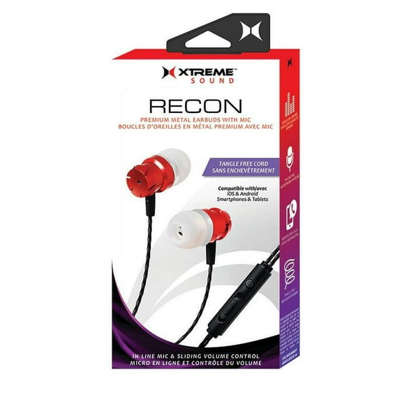 Xtreme Recon In-Ear Headphones, Red, XEB9-0120-RED
