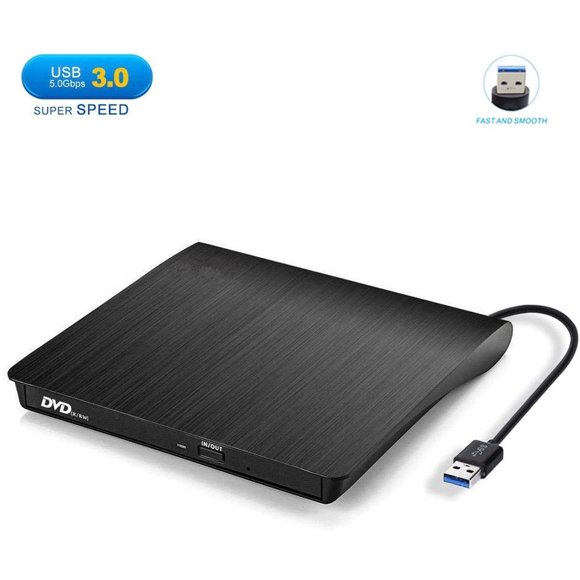 External CD DVD Drive USB 3.0, Premium Portable CD DVD +/-RW Optical Drive Burner Writer for Windows 10/8/7 Laptop Desktop Mac MacBook Pro Air iMac HP Dell LG Asus Acer Lenovo Thinkpad