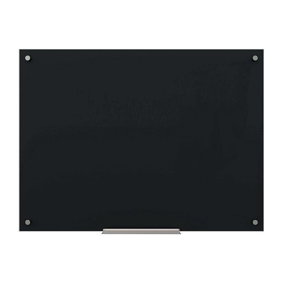 U Brands Black Glass Dry Erase Board, 48 x 36, Black Surface