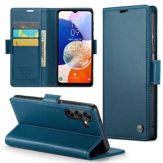 Feishell Wallet Case for Samsung Galaxy A34 5G, RFID Blocking Magnetic Clasp Shockproof Cover, Premium PU Leather Flip Case with Credit Card Slots Holder Kickstand for Galaxy A34 5G, Blue