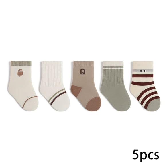 AJZIOJIRO 5 Pairs Baby Girls Knee High Long Socks Toddler Infant Boys Cotton Cartoon Socks Autumn Socks Thigh High Socks for 0-8Y