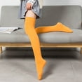 thumbnail image 3 of 1 Pair Thigh High Stockings Sexy Stretchy Plain Thin Breathable Leg Slimming Velvet Candy Color Women Over Knee Socks for Daily, 3 of 8