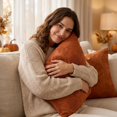 thumbnail image 4 of ZZAIXHL Autumn Decorative Pillows for Bed 18x18 inch Set of 1 Fall Beige Embroidered Pumpkin Case Thanksgiving Pillows for Sofa Couch, 4 of 4