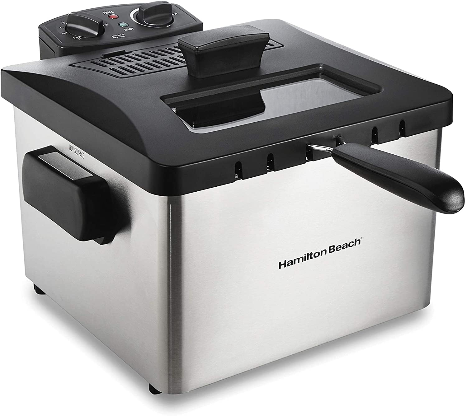 Hamilton Beach Triple Basket Electric Deep Fryer, 4.7 Quarts / 19 Cups Oil  Capacity, Lid with View Window, Professional Style, 1800 Watts, Stainless