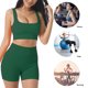 thumbnail image 5 of Conjunto de 2 uds de sujetador de yoga corto de nailon para mujer, pantalón corto (M correas de hombro verde oscuro) Sywqhk Para Estrenar, 5 of 5