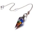 thumbnail image 4 of Chakra Resin Crystal Pendulum 6 Faceted Point Gemstone Reiki Healing Pendulums (Red copper,colorful stone), 4 of 4