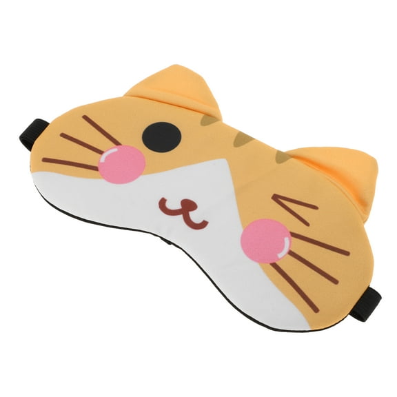 Unique Bargains 1 Pc Yellow White Happy Cat Eyes Sleep Mask Soft Eye Shade Cover for Rest for Travel