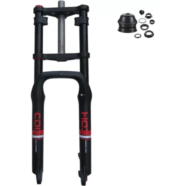 DONSP1986 26*4.0" Fat Tire Fork, Bike Air Suspension Fork Double Shoulder,w/ 1-1/8" Headset Combo, 9mm QR, Disc Brake for E-Bike