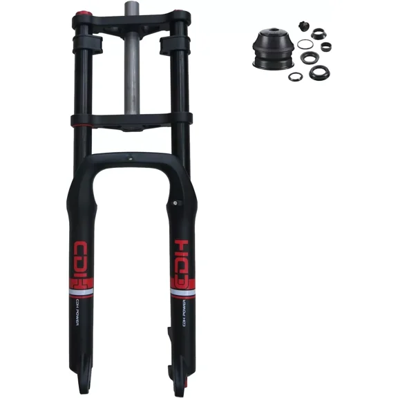 DONSP1986 26*4.0" Fat Tire Fork, Bike Air Suspension Fork Double Shoulder,w/ 1-1/8" Headset Combo, 9mm QR, Disc Brake for E-Bike