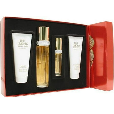 White Diamonds by Elizabeth Taylor Women 4 pcs Set (Eau De Toilette Spray 3.4 Ounce, Eau De Parfum Spray 0.5 Ounce, Body Lotion 3.3 Ounce, Body Wash)