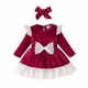 thumbnail image 1 of Vestido Para Niñas, Ropa Para Niñas Pequeñas, Encaje Empalme, Color Sólido, Encaje De Terciopelo De Un Solo Lado, Manga Larga, Vestido Fruncido Borgoña Odeerbi LM103-6850, 1 of 9