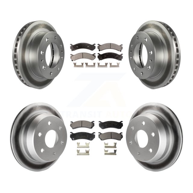 Transit Auto Front Rear Coated Disc Brake Rotors and Ceramic Pads Kit for Car 2003 Chevrolet Silverado 2500 HD Suburban GMC Sierra KGT-100596