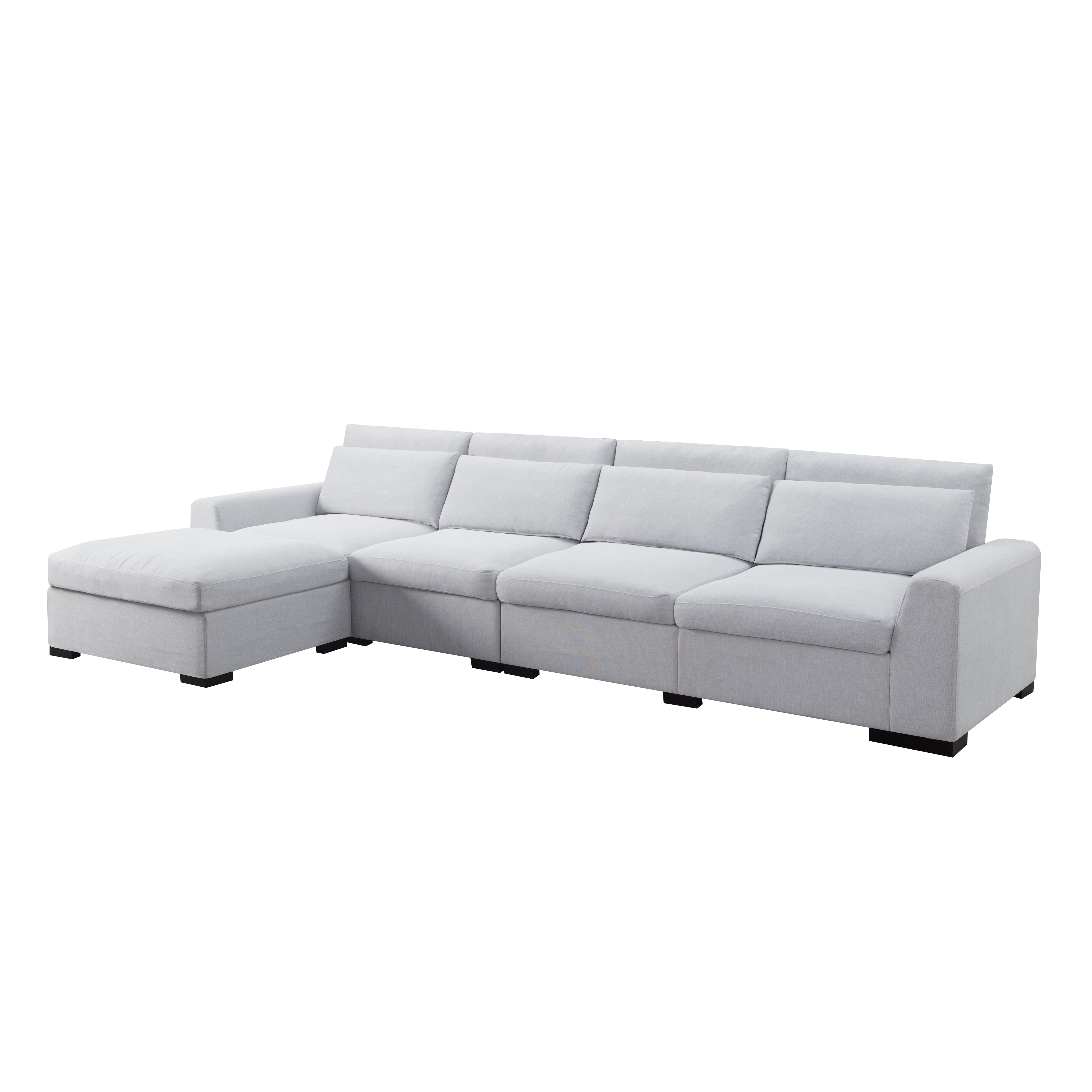 Gewnee Modern Modular Sectional Sofa Set with Ottoman, High-Density Foam, Removable Cushions, Solid Wood and Metal Frame, Suitable for Home/Office Use