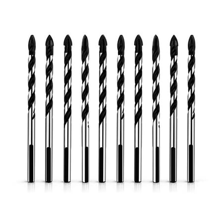 

10Pcs/Set 1/4 Inch(6mm) Multi-Material Drill Bit Set for Tile Concrete Brick Glass Plastic and Wood