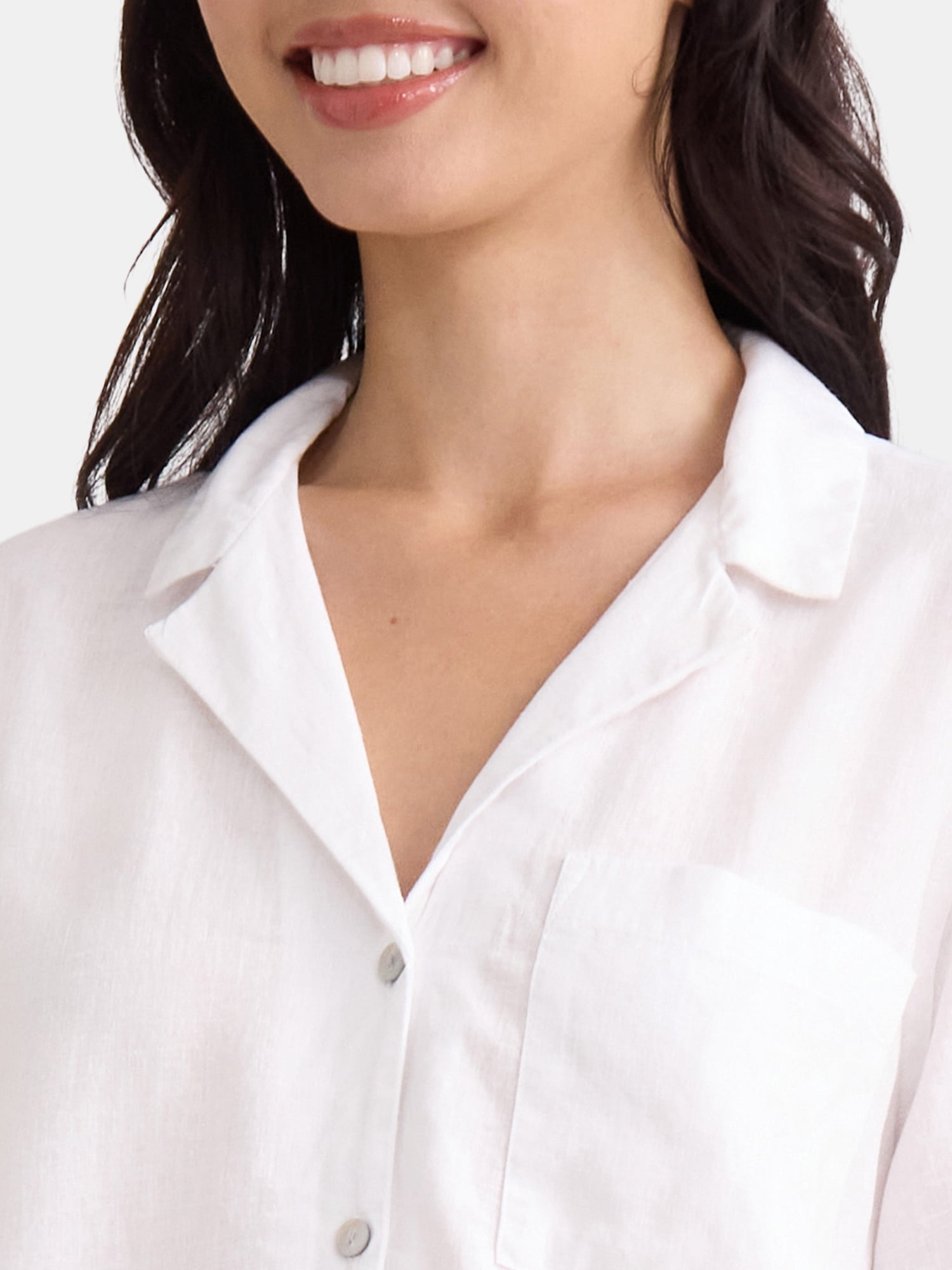 Time and Tru Women’s Cropped Camp Shirt, Sizes XS-XXXL