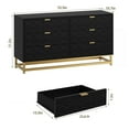 thumbnail image 2 of Luku 53.5" Dresser, 6 Drawer Chest with Gold Handles and Legs, Modern Wide Storage Organizer for Bedroom, Hallway, Living Room, 2 of 5