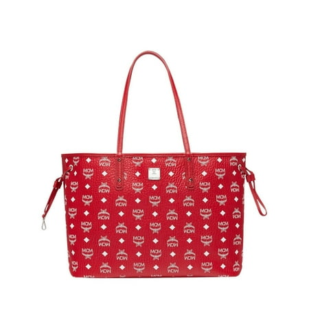 Brand New Womens Mcm Liz Reversible Drawstring Per Red Monogram Tote Bag