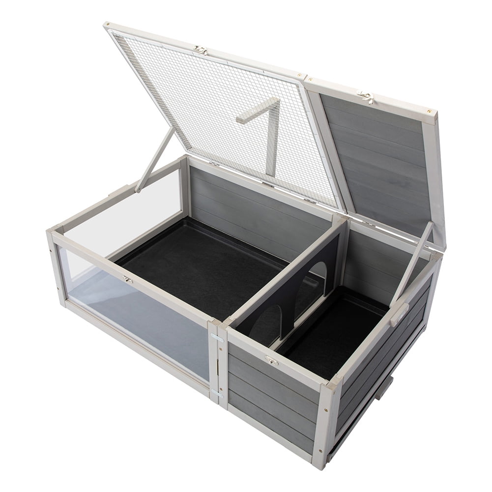 Canddidliike Wooden Flip-Top House for Tortoise Turtles, Reptiles and Small Animals Cage w/Removable Tray Canddidliike Wooden Flip-Top House for Tortoise Turtles, Reptiles and Small Animals Cage w/Removable Tray