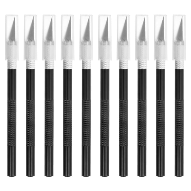 Uxcell 10pcs cuchillo de utilidad de precisión Exacto para tallar manualidades en negro