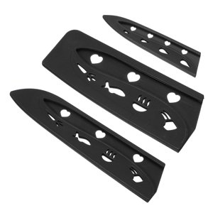 Uxcell Plastic Safety Knife Cover Sleeves Set, Universal Blade Covers Knife Guard Protector for Kitchen Bar Black