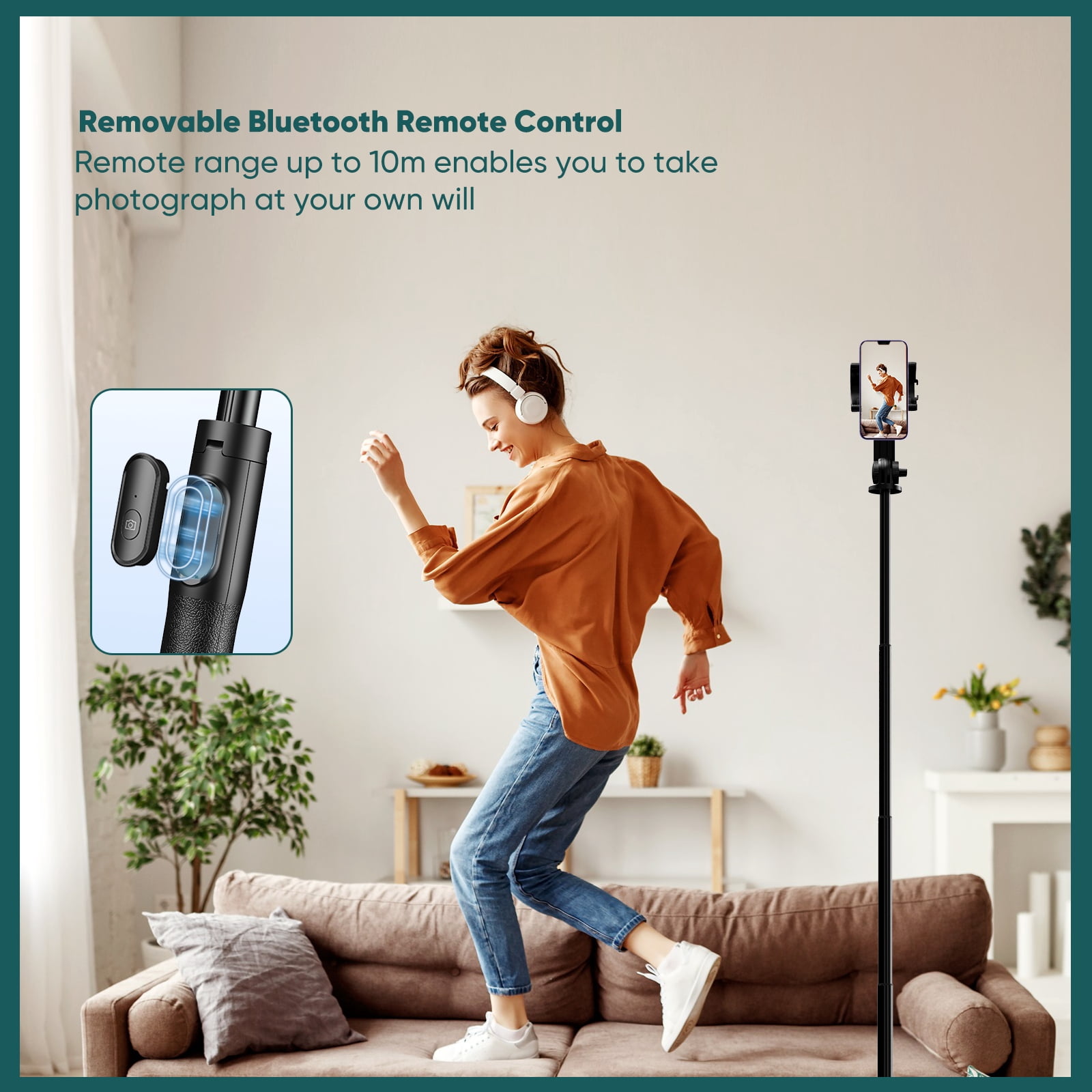 Apexel 1.5m Foldable Phone Tripod Extended Selfie Stick Portable iPhone Selfie Stick 360° Adjustable Stand For iPhone Android