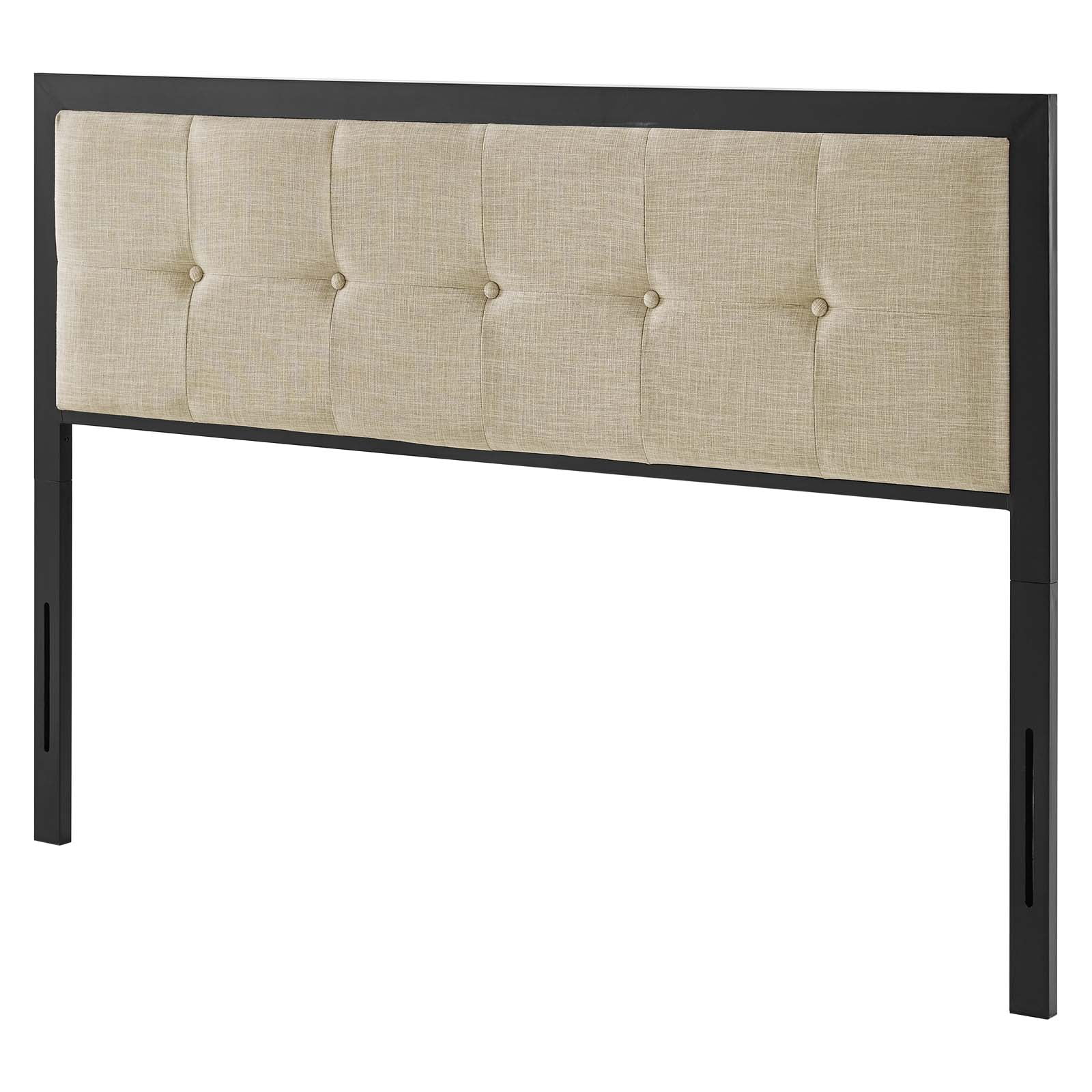 Teagan Full-Size Tufted Velvet Headboard in Black Beige