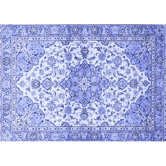 Ahgly Company Machine Washable Indoor Rectangle Medallion Blue Traditional Area Rugs, 3' x 5'