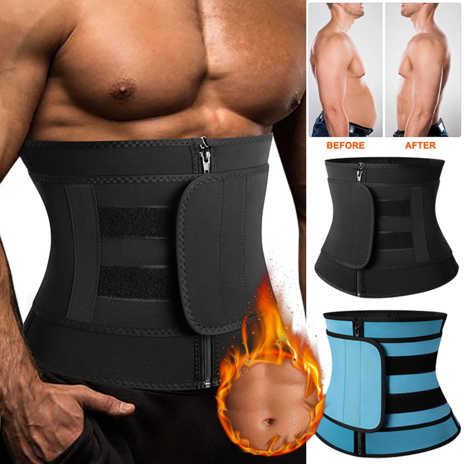 Sweat Slim Belt Men Hot Sauna Neoprene Waist Trainer Fat Burning Sports Wrap Top 