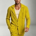 thumbnail image 5 of LYSMORA Men's Waffle Knit Blazer Notched Lapel Button Front Long Sleeve Knit Sport Coat for Office and Social Gatherings, 5 of 5