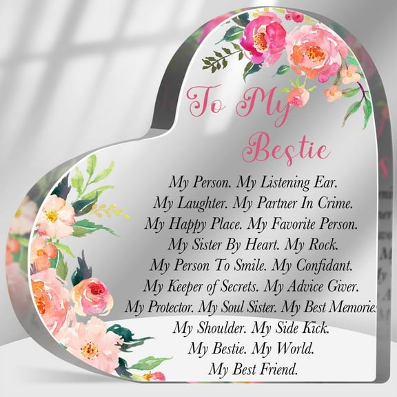 To My Bestie Sign Friendship Keepsake Acrylic Best Friend Ever Sign Besties BFF Birthday Christmas Gift Desk Home Decor Sign Plaque Paperweight